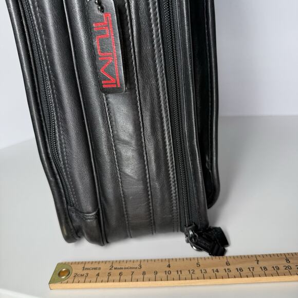 TUMI Soft Black Leather Organizer Laptop Briefcase Portfolio Bag File Separator - Picture 9 of 11